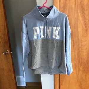 VS Pink 3/4 zip in blue and grey